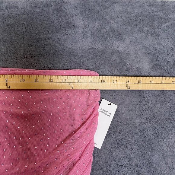 AFRM Womens‎ Rhinestone Pink Ruched Strapless Mesh Top Size Large Blouse NWT - Picture 6 of 7